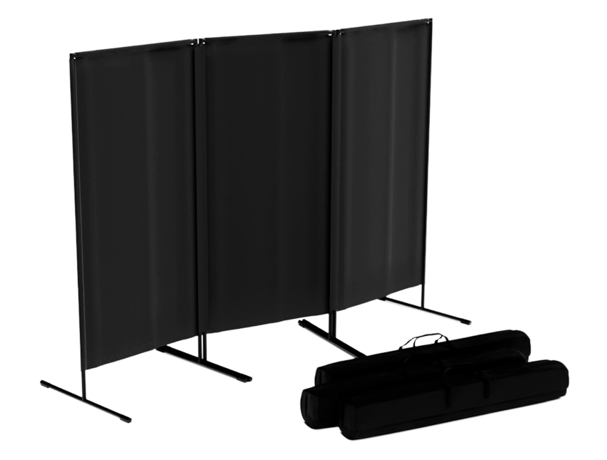 cortinas de seguridad en soldadura y limpieza laser marca protect, modulares 3 x 2 mtros